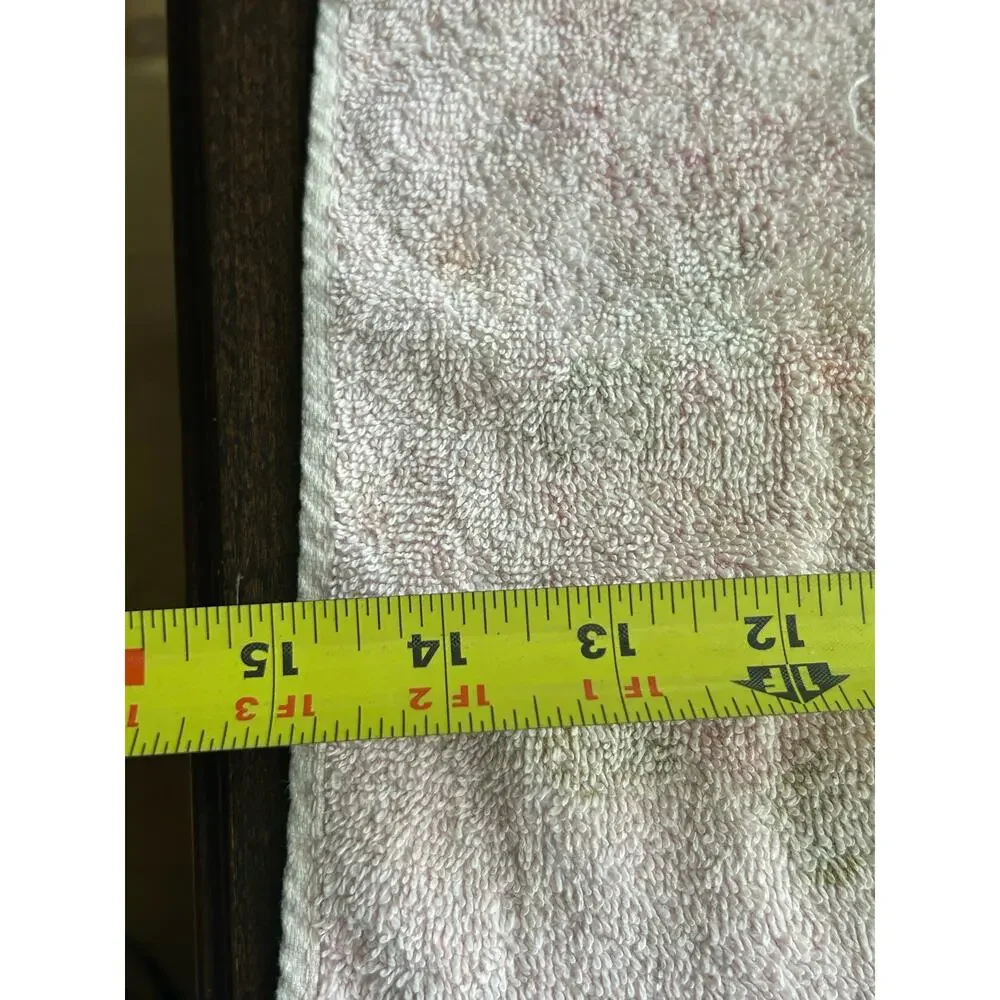Vintage hand towel pink fringed MOD flower power